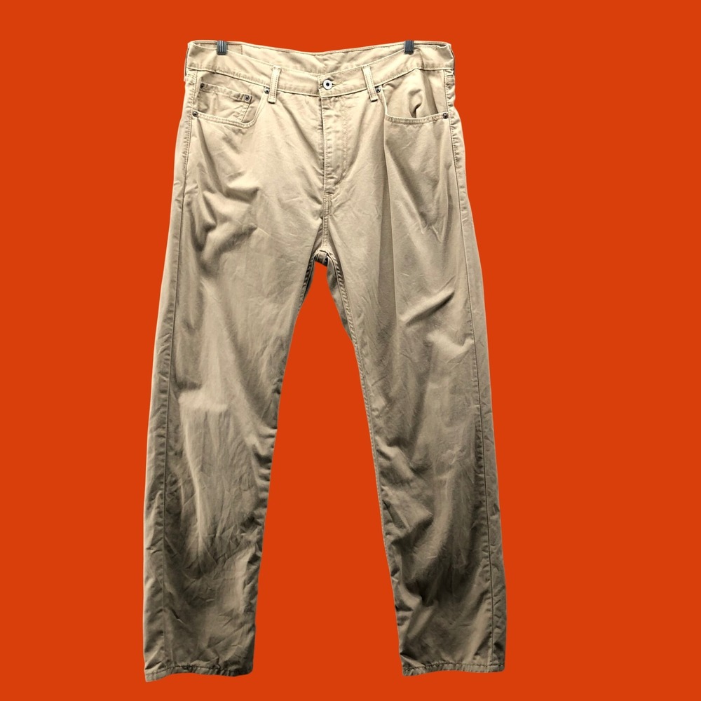 Levis 505 Regular Fit Straight Leg Pants Mens 38x32 Khaki Tan Chino Workwear